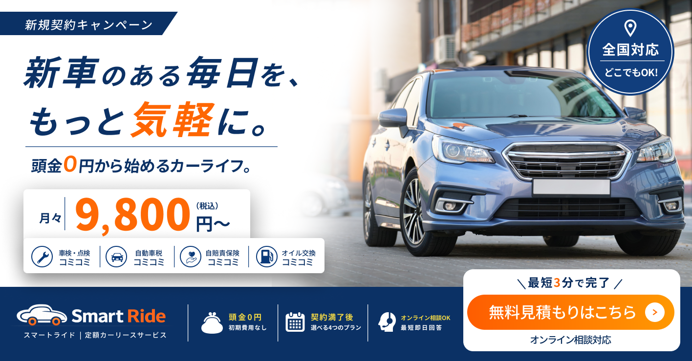 Smart Ride カーリース新規契約キャンペーン Web広告バナー