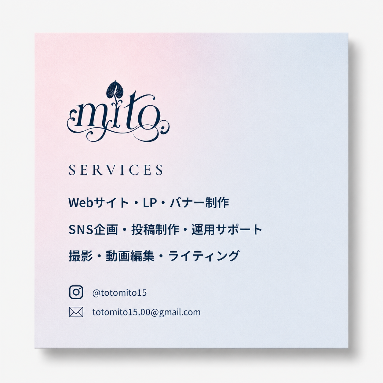 ロゴとサービス一覧のディテール