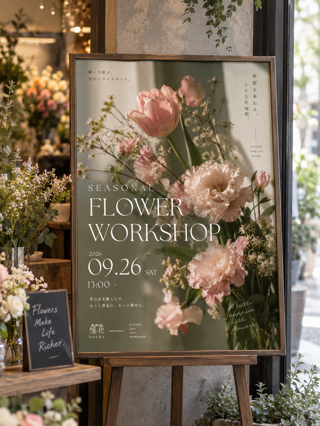 憧花 ワークショップ店頭ポスターのデザイン