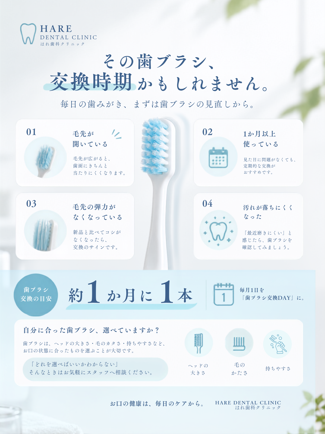 はれ歯科クリニック 院内掲示物のデザイン